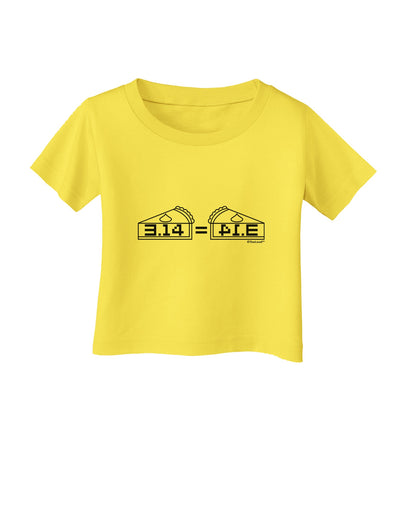 Pi Day Design - 314 Equals Pie Mirrored Pies Infant T-Shirt by TooLoud-Infant T-Shirt-TooLoud-Yellow-06-Months-Davson Sales