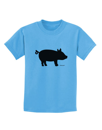 Pig Silhouette Design Childrens T-Shirt by TooLoud-Childrens T-Shirt-TooLoud-Aquatic-Blue-X-Small-Davson Sales