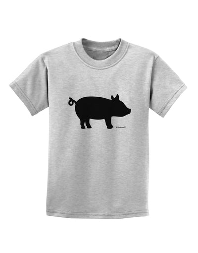 Pig Silhouette Design Childrens T-Shirt by TooLoud-Childrens T-Shirt-TooLoud-AshGray-X-Small-Davson Sales