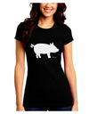 Pig Silhouette Design Juniors Crew Dark T-Shirt by TooLoud-T-Shirts Juniors Tops-TooLoud-Black-Juniors Fitted Small-Davson Sales