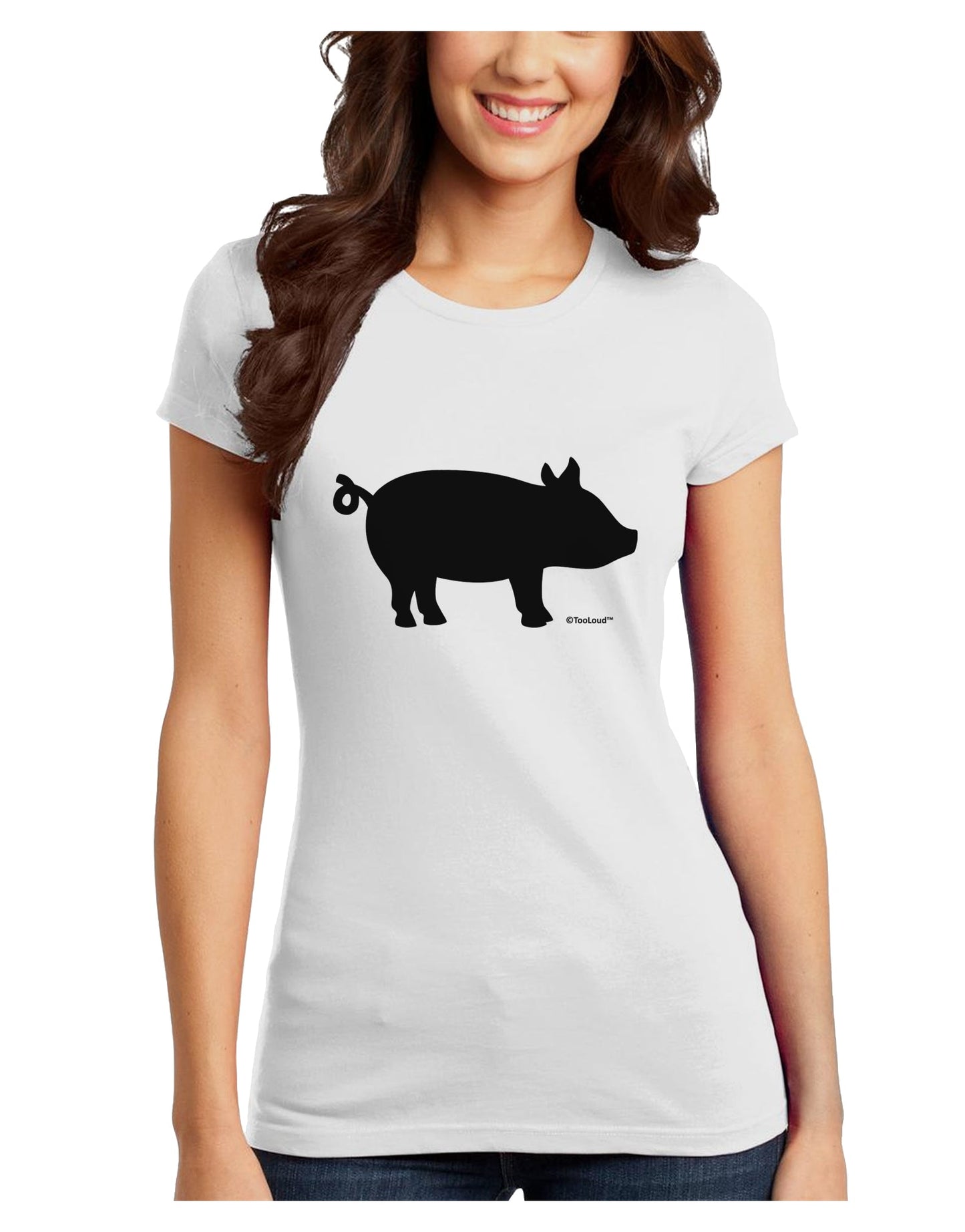 Pig Silhouette Design Juniors T-Shirt by TooLoud-Womens Juniors T-Shirt-TooLoud-White-Juniors Fitted X-Small-Davson Sales