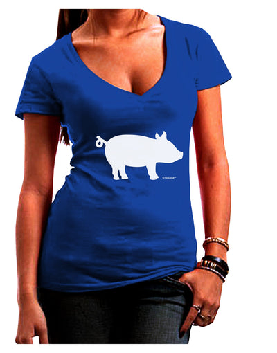 Pig Silhouette Design Juniors V-Neck Dark T-Shirt by TooLoud-Womens V-Neck T-Shirts-TooLoud-Royal-Blue-Juniors Fitted Small-Davson Sales