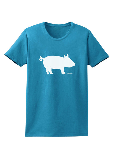 Pig Silhouette Design Womens Dark T-Shirt by TooLoud-Womens T-Shirt-TooLoud-Turquoise-X-Small-Davson Sales