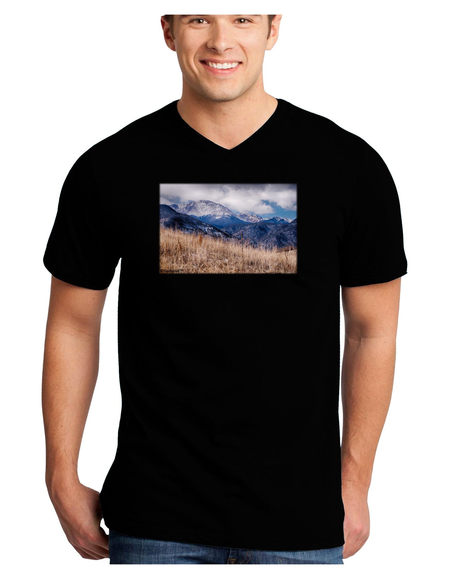 Pikes Peak CO Mountains Adult Dark V-Neck T-Shirt by TooLoud-Mens V-Neck T-Shirt-TooLoud-Black-Small-Davson Sales