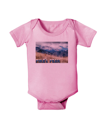 Pikes Peak CO Mountains Text Baby Romper Bodysuit by TooLoud-Baby Romper-TooLoud-Pink-06-Months-Davson Sales