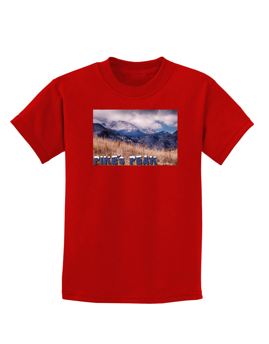 Pikes Peak CO Mountains Text Childrens Dark T-Shirt by TooLoud-Childrens T-Shirt-TooLoud-Black-X-Small-Davson Sales