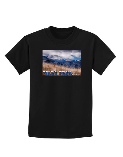 Pikes Peak CO Mountains Text Childrens Dark T-Shirt by TooLoud-Childrens T-Shirt-TooLoud-Black-X-Small-Davson Sales