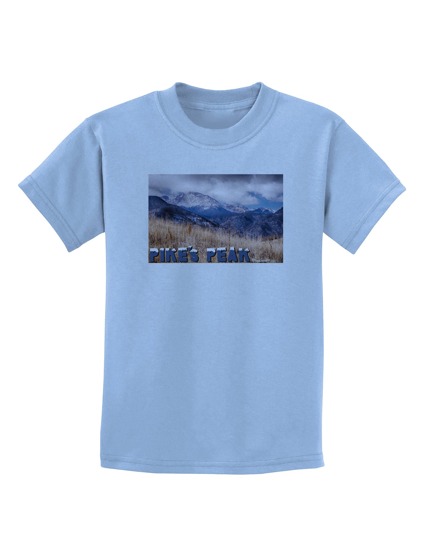 Pikes Peak CO Mountains Text Childrens T-Shirt by TooLoud-Childrens T-Shirt-TooLoud-Light-Blue-X-Small-Davson Sales