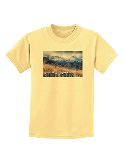 Pikes Peak CO Mountains Text Childrens T-Shirt by TooLoud-Childrens T-Shirt-TooLoud-Daffodil-Yellow-X-Small-Davson Sales