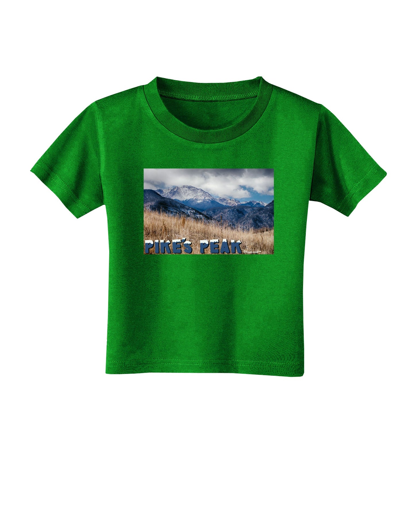 Pikes Peak CO Mountains Text Toddler T-Shirt Dark by TooLoud-Toddler T-Shirt-TooLoud-Clover-Green-2T-Davson Sales