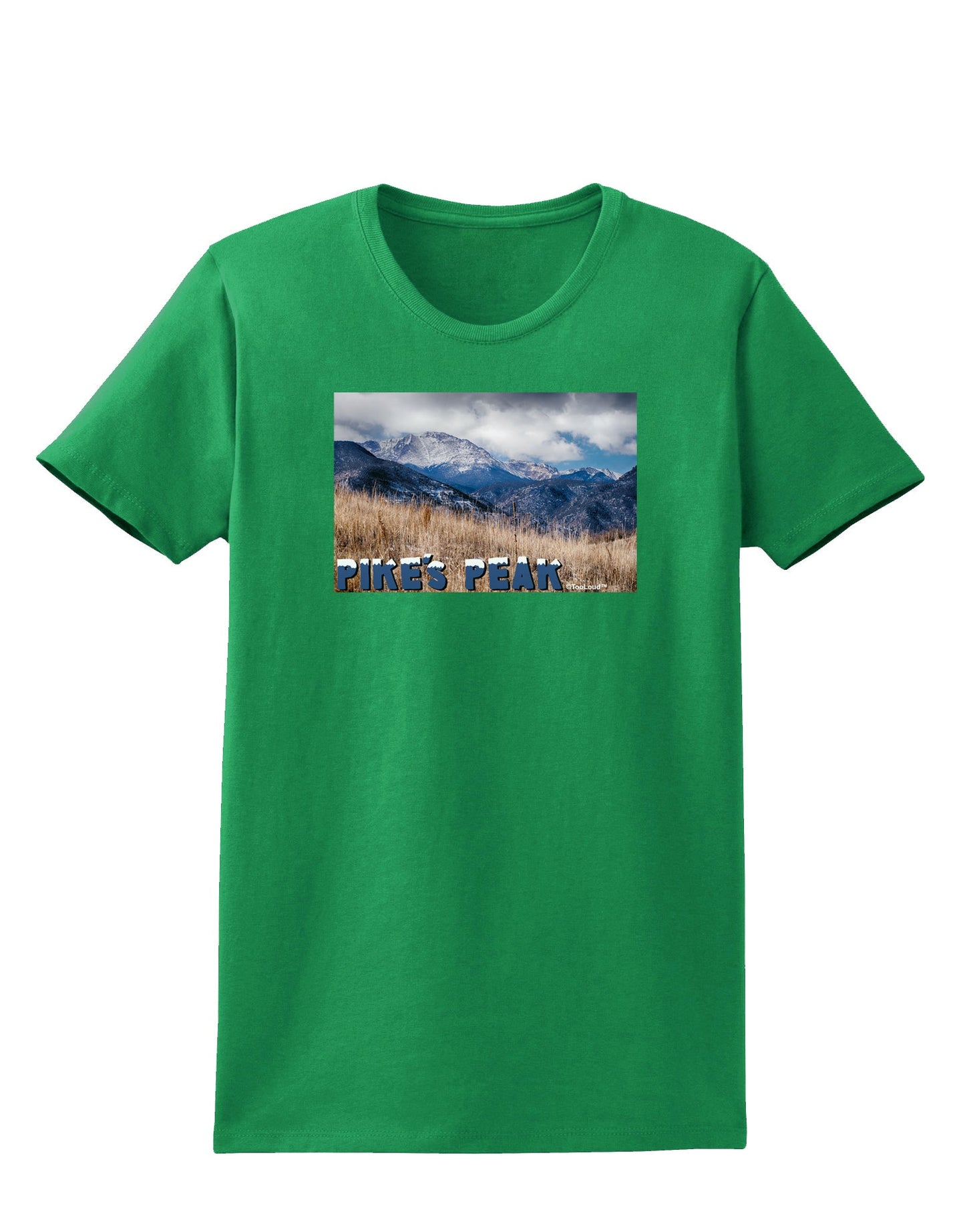 Pikes Peak CO Mountains Text Womens Dark T-Shirt by TooLoud-Womens T-Shirt-TooLoud-Kelly-Green-X-Small-Davson Sales