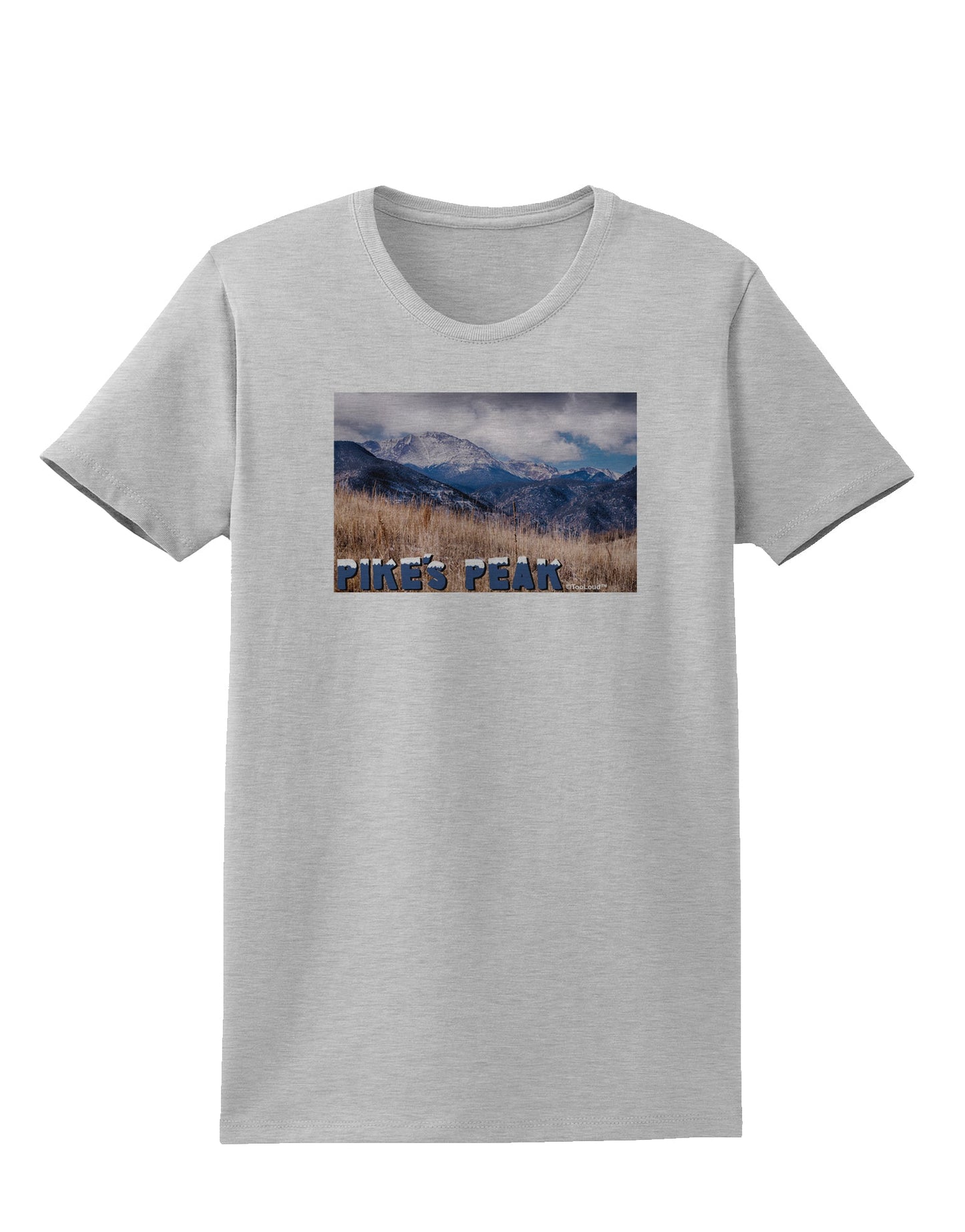 Pikes Peak CO Mountains Text Womens T-Shirt by TooLoud-Womens T-Shirt-TooLoud-AshGray-X-Small-Davson Sales