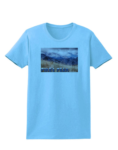 Pikes Peak CO Mountains Text Womens T-Shirt by TooLoud-Womens T-Shirt-TooLoud-Aquatic-Blue-X-Small-Davson Sales