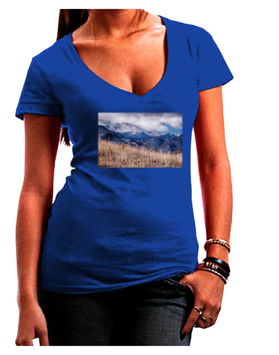Pikes Peak CO Mountains Womens V-Neck Dark T-Shirt by TooLoud-Womens V-Neck T-Shirts-TooLoud-Royal-Blue-Juniors Fitted Small-Davson Sales