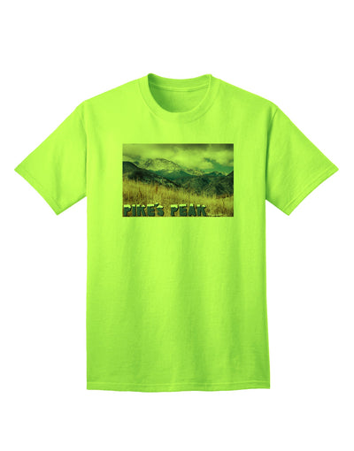 Pikes Peak Colorado Mountains Text Adult T-Shirt - A Captivating Addition to Your Wardrobe by TooLoud-Mens T-shirts-TooLoud-Neon-Green-Small-Davson Sales