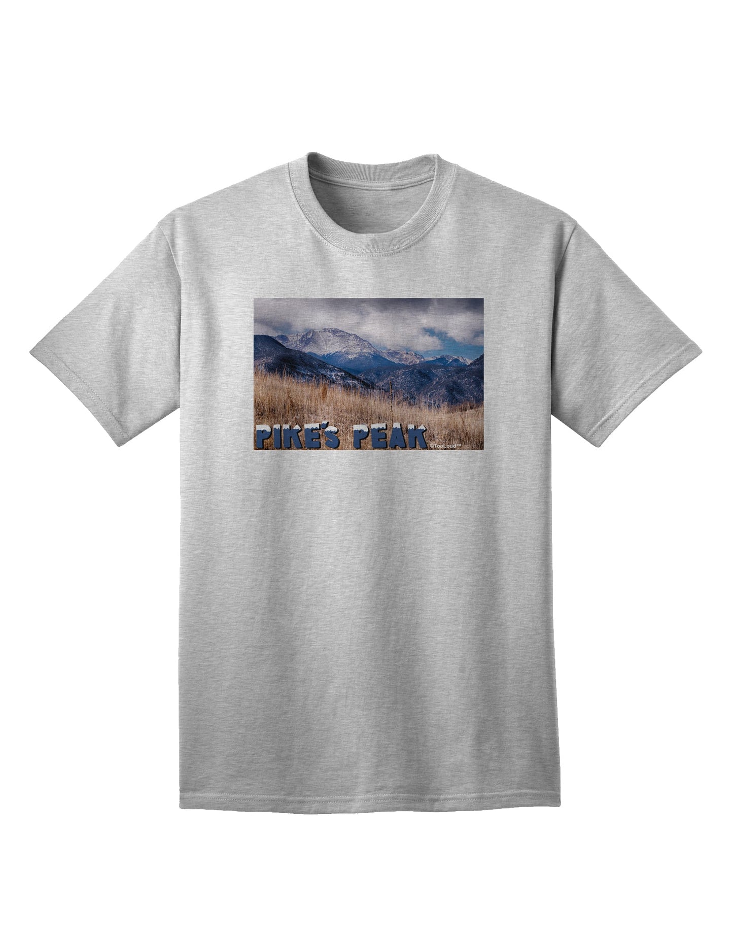Pikes Peak Colorado Mountains Text Adult T-Shirt - A Captivating Addition to Your Wardrobe by TooLoud-Mens T-shirts-TooLoud-AshGray-Small-Davson Sales