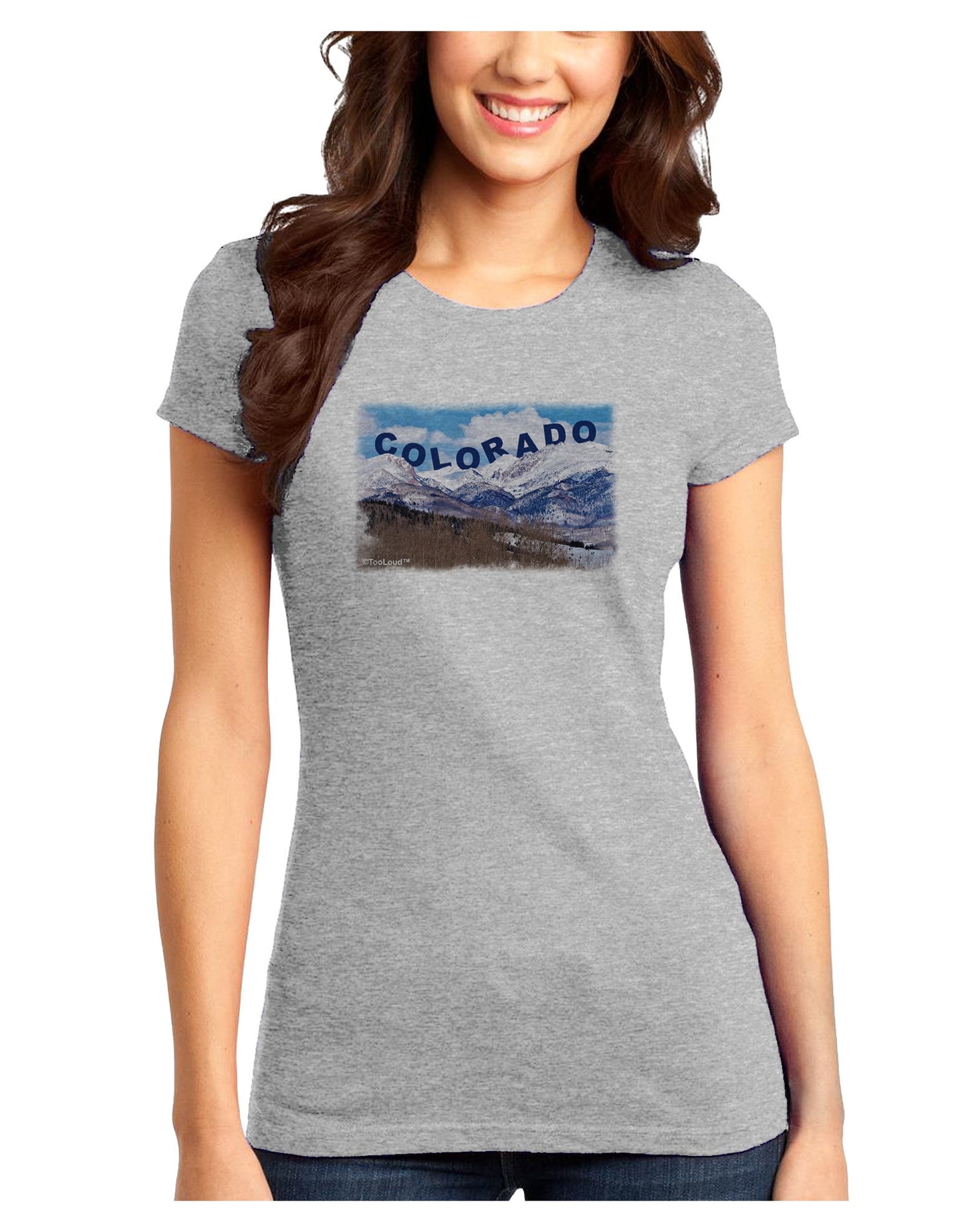 Pikes Peak Text Juniors T-Shirt-Womens Juniors T-Shirt-TooLoud-Ash-Gray-Juniors Fitted X-Small-Davson Sales