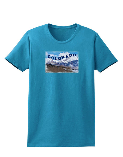 Pikes Peak Text Womens Dark T-Shirt-TooLoud-Turquoise-X-Small-Davson Sales