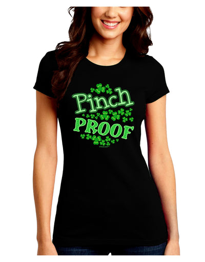 Pinch Proof St Patricks Day Juniors Petite Crew Dark T-Shirt-T-Shirts Juniors Tops-TooLoud-Black-Juniors Fitted Small-Davson Sales