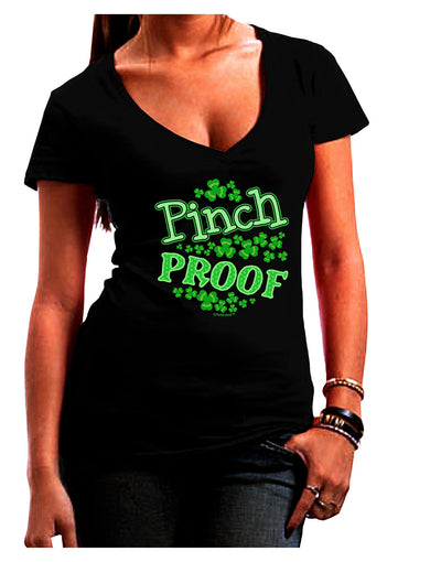 Pinch Proof St Patricks Day Womens V-Neck Dark T-Shirt-Womens V-Neck T-Shirts-TooLoud-Black-Juniors Fitted Small-Davson Sales