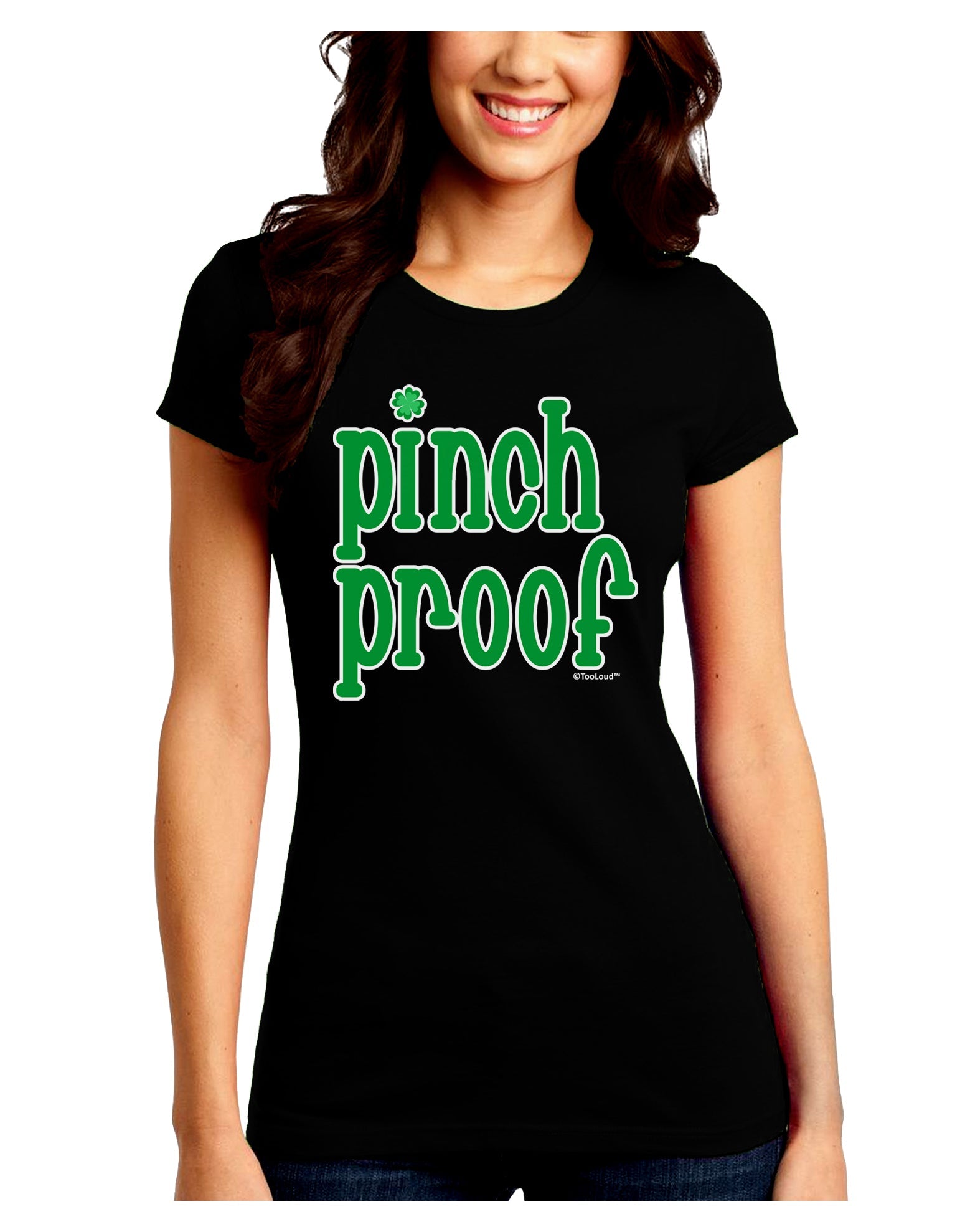 Pinch Proof - St. Patrick's Day Juniors Crew Dark T-Shirt by TooLoud-T-Shirts Juniors Tops-TooLoud-Black-Juniors Fitted Small-Davson Sales