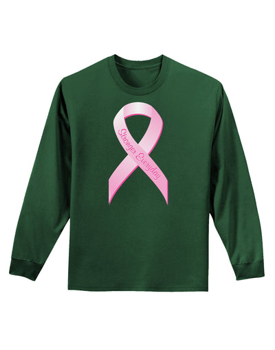 Pink Breast Cancer Awareness Ribbon - Stronger Everyday Adult Long Sleeve Dark T-Shirt-TooLoud-Dark-Green-Small-Davson Sales