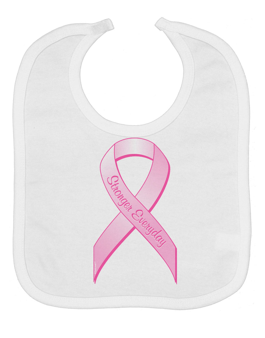 Pink Breast Cancer Awareness Ribbon - Stronger Everyday Baby Bib