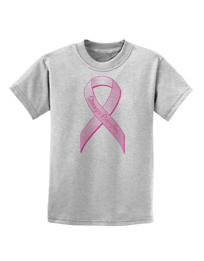 Pink Breast Cancer Awareness Ribbon - Stronger Everyday Childrens T-Shirt-Childrens T-Shirt-TooLoud-AshGray-X-Small-Davson Sales