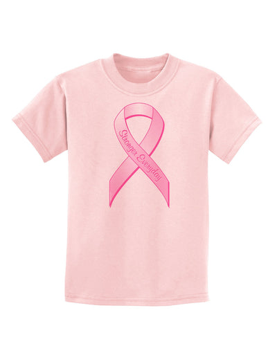 Pink Breast Cancer Awareness Ribbon - Stronger Everyday Childrens T-Shirt-Childrens T-Shirt-TooLoud-PalePink-X-Small-Davson Sales