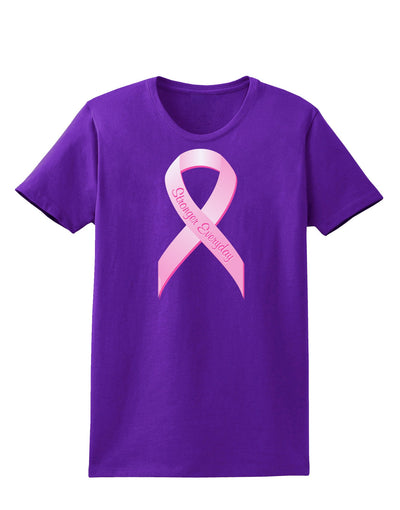 Pink Breast Cancer Awareness Ribbon - Stronger Everyday Womens Dark T-Shirt-TooLoud-Purple-X-Small-Davson Sales