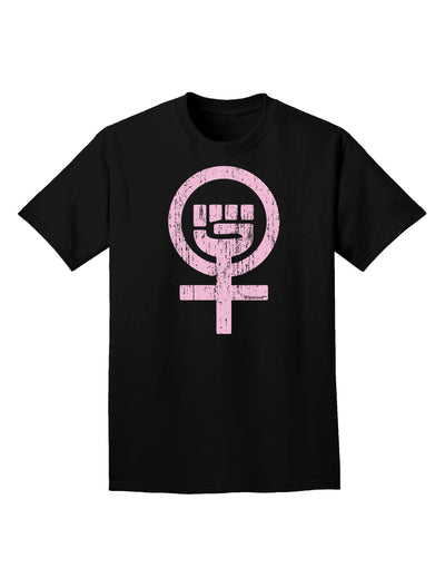 Pink Distressed Feminism Symbol Adult Dark T-Shirt-Mens T-Shirt-TooLoud-Black-Small-Davson Sales