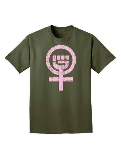 Pink Distressed Feminism Symbol Adult Dark T-Shirt-Mens T-Shirt-TooLoud-Military-Green-Small-Davson Sales