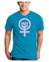 Pink Distressed Feminism Symbol Adult Dark V-Neck T-Shirt-TooLoud-Turquoise-Small-Davson Sales