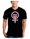 Pink Distressed Feminism Symbol Adult Dark V-Neck T-Shirt-TooLoud-Black-Small-Davson Sales