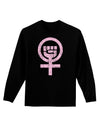 Pink Distressed Feminism Symbol Adult Long Sleeve Dark T-Shirt-TooLoud-Black-Small-Davson Sales