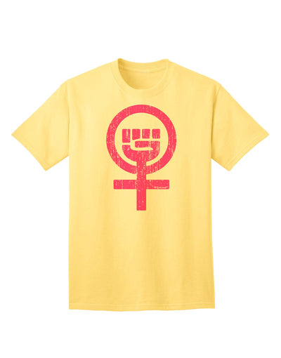 Pink Distressed Feminism Symbol Adult T-Shirt-Mens T-Shirt-TooLoud-Yellow-Small-Davson Sales