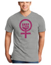 Pink Distressed Feminism Symbol Adult V-Neck T-shirt-Mens V-Neck T-Shirt-TooLoud-HeatherGray-Small-Davson Sales