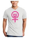 Pink Distressed Feminism Symbol Adult V-Neck T-shirt-Mens V-Neck T-Shirt-TooLoud-White-Small-Davson Sales