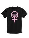 Pink Distressed Feminism Symbol Childrens Dark T-Shirt-Childrens T-Shirt-TooLoud-Black-X-Small-Davson Sales