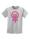 Pink Distressed Feminism Symbol Childrens T-Shirt-Childrens T-Shirt-TooLoud-AshGray-X-Small-Davson Sales