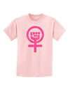 Pink Distressed Feminism Symbol Childrens T-Shirt-Childrens T-Shirt-TooLoud-PalePink-X-Small-Davson Sales