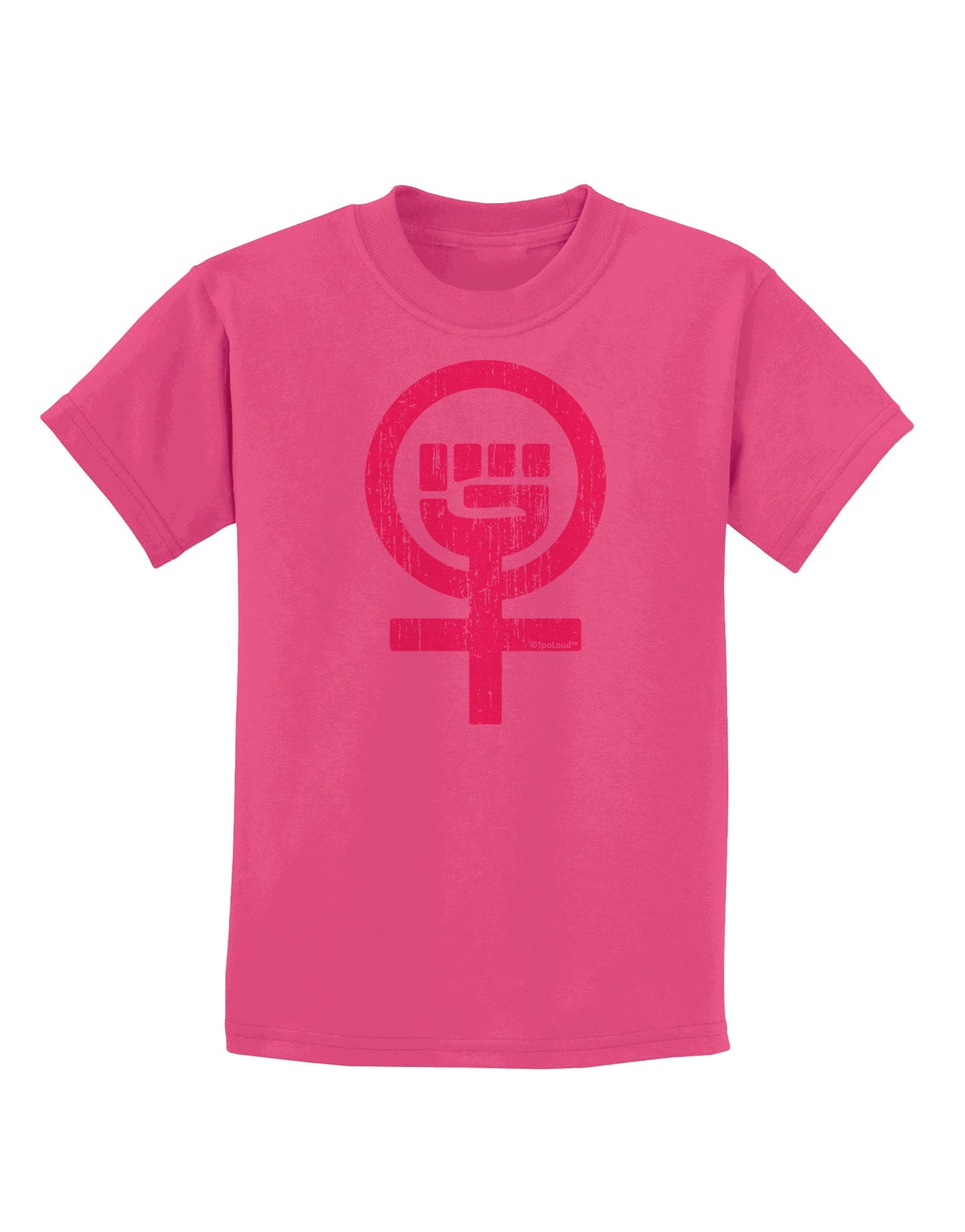 Pink Distressed Feminism Symbol Childrens T-Shirt-Childrens T-Shirt-TooLoud-Sangria-X-Small-Davson Sales