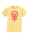 Pink Distressed Feminism Symbol Childrens T-Shirt-Childrens T-Shirt-TooLoud-Daffodil-Yellow-X-Small-Davson Sales