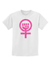 Pink Distressed Feminism Symbol Childrens T-Shirt-Childrens T-Shirt-TooLoud-White-X-Small-Davson Sales