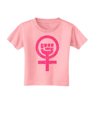 Pink Distressed Feminism Symbol Toddler T-Shirt-Toddler T-Shirt-TooLoud-Candy-Pink-2T-Davson Sales