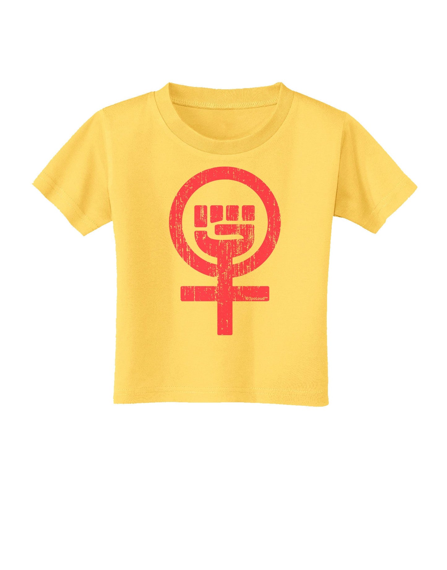 Pink Distressed Feminism Symbol Toddler T-Shirt-Toddler T-Shirt-TooLoud-Yellow-2T-Davson Sales