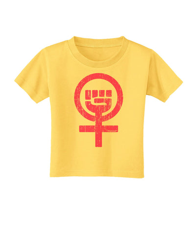 Pink Distressed Feminism Symbol Toddler T-Shirt-Toddler T-Shirt-TooLoud-Yellow-2T-Davson Sales