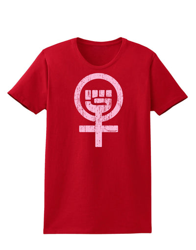 Pink Distressed Feminism Symbol Womens Dark T-Shirt-TooLoud-Red-X-Small-Davson Sales