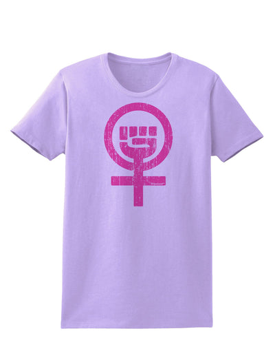 Pink Distressed Feminism Symbol Womens T-Shirt-Womens T-Shirt-TooLoud-Lavender-X-Small-Davson Sales