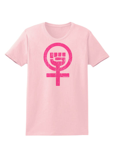 Pink Distressed Feminism Symbol Womens T-Shirt-Womens T-Shirt-TooLoud-PalePink-X-Small-Davson Sales